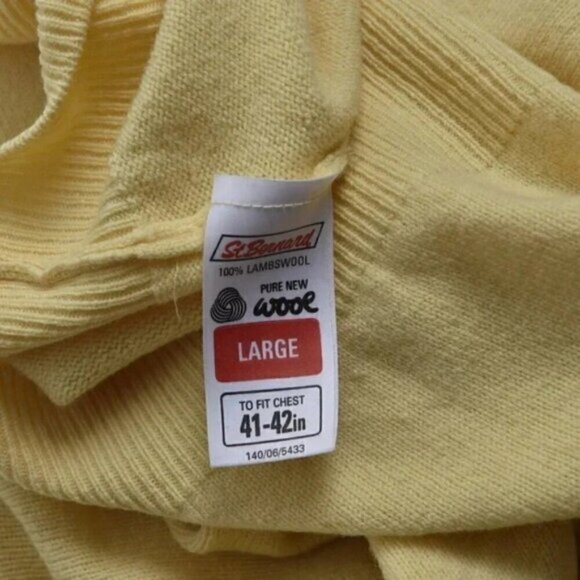 VIntage St. Bernard 100% Lambswool Yellow Sweater Long Sleeve Size Large - Picture 10 of 14